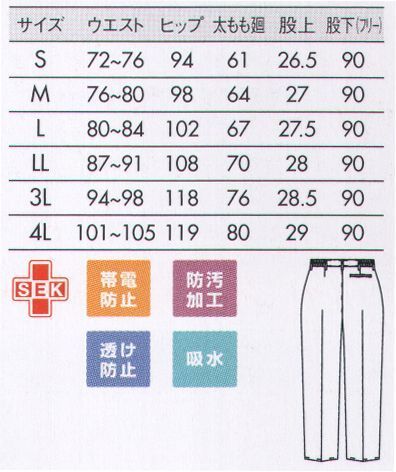 ローラ アシュレイ LM791-11 メンズパンツ（両脇ゴム） LAURA ASHLEY花柄プリントで名高い、英国発祥のライフスタイルブランドが贈る、ユニフォームコレクション。 サイズ表